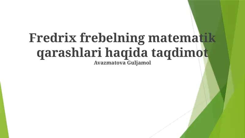 Frobel Matematik Tushunchalari
