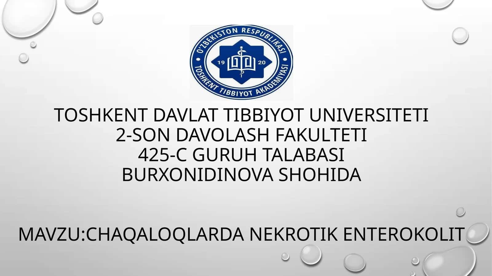 CHAQALOQLARDA NEKROTIK ENTEROKOLIT