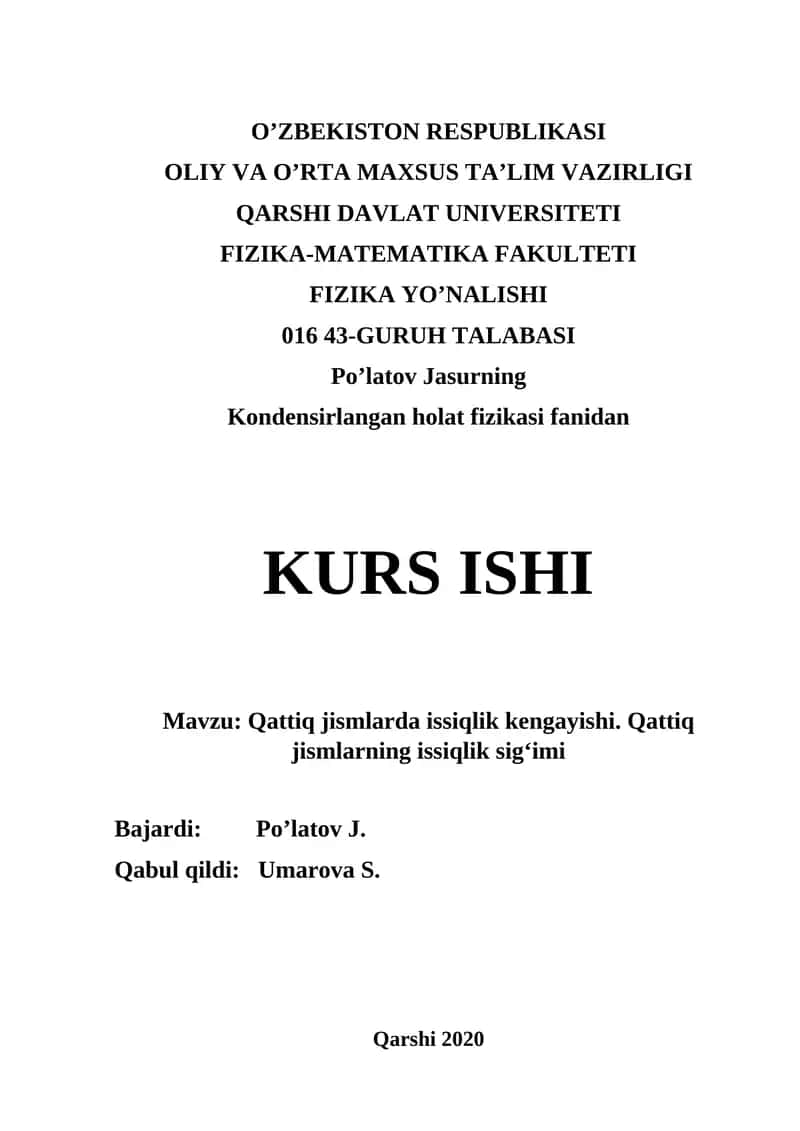 Qattiq jismlarda issiqlik kengayishi