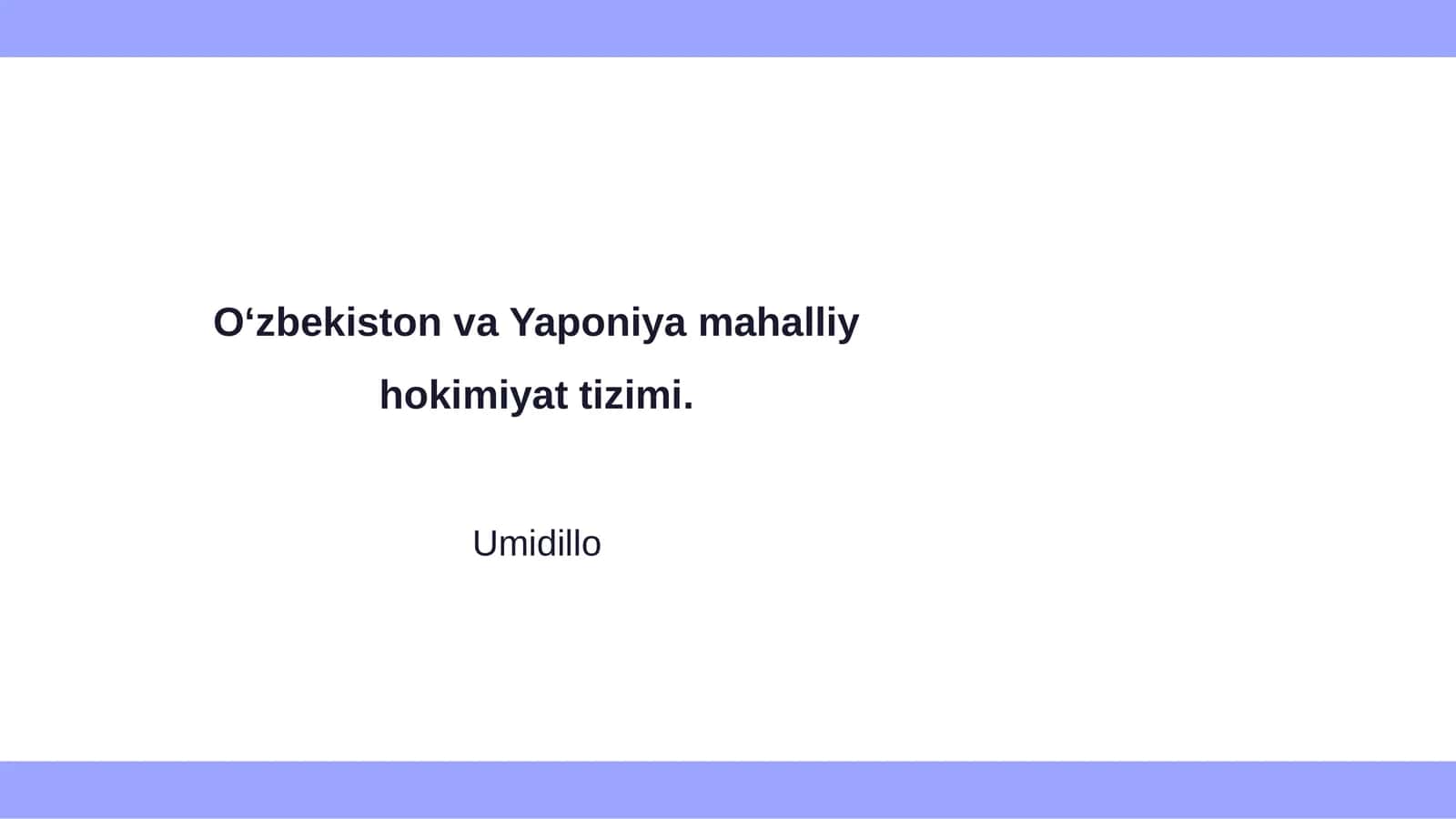 Oʻzbekiston va Yaponiya mahalliy hokimiyat tizimi