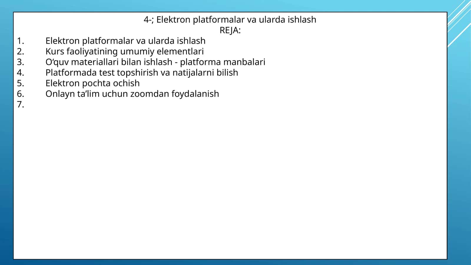 Elektron platformalar va ularda ishlash