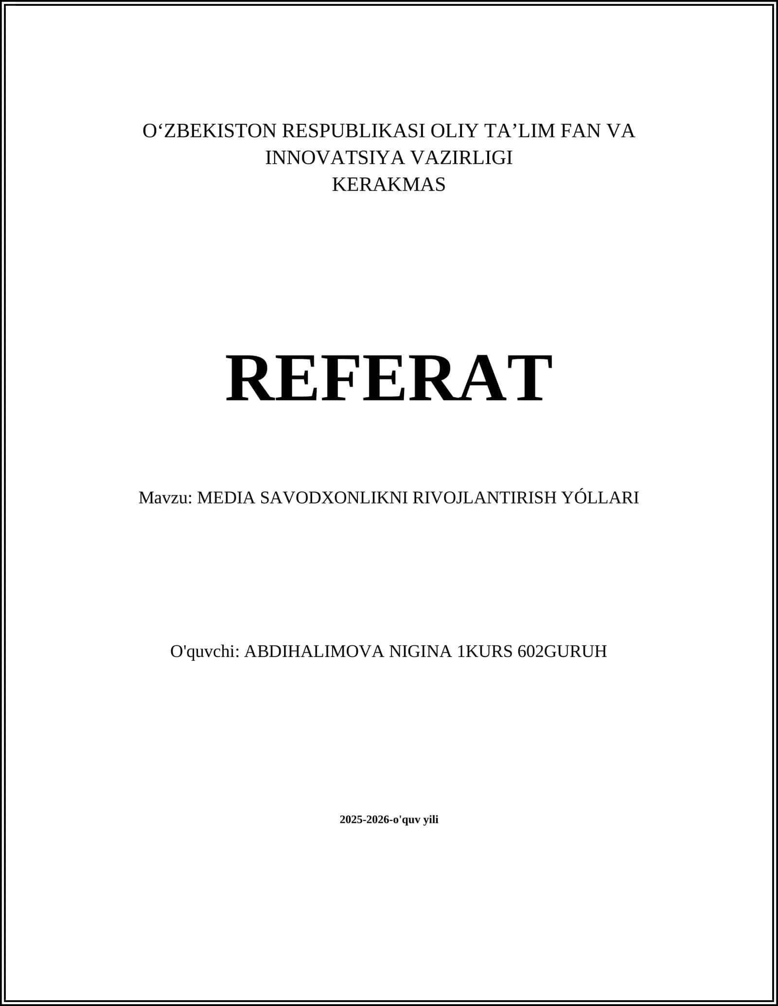 MEDIA SAVODXONLIKNI RIVOJLANTIRISH YÓLLARI