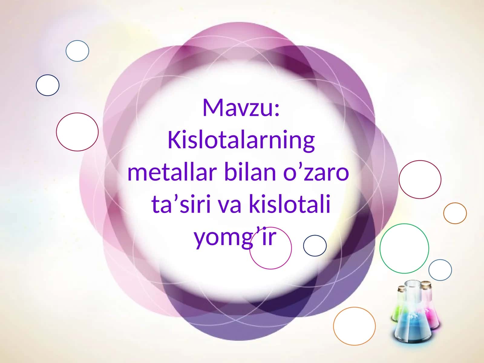 Kislotalarning metallar bilan o’zaro taʼsiri va kislotali yomg’ir