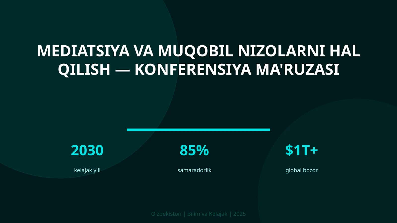 Mediatsiya va muqobil nizolarni hal qilish — konferensiya ma'ruzasi