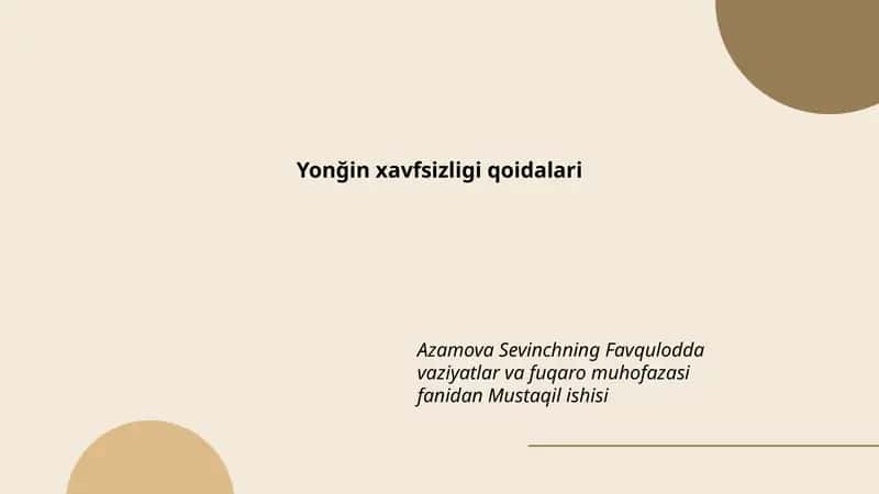 Yong'in xavfsizligi qoidalari
