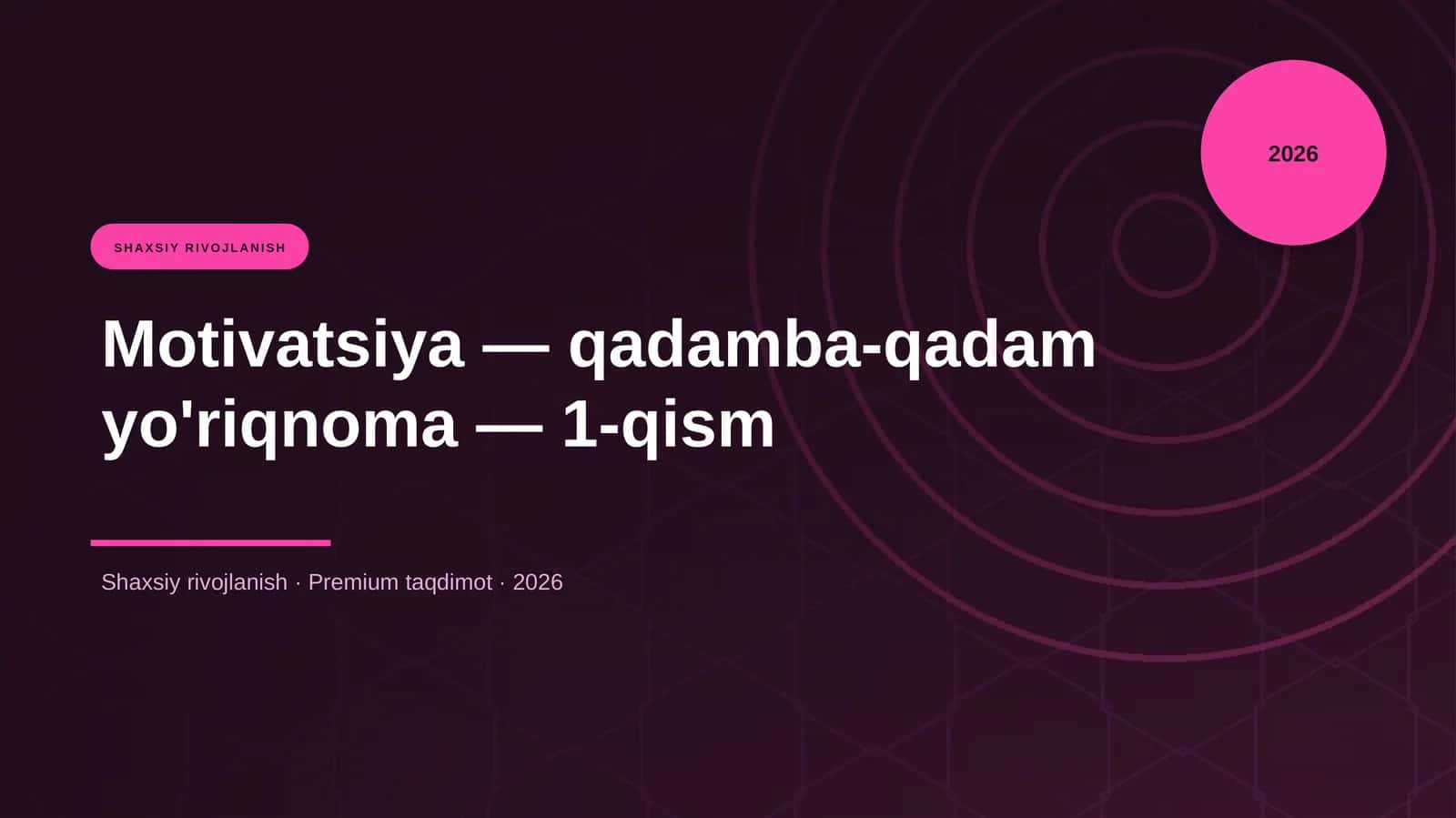 Motivatsiya — qadamba-qadam yo'riqnoma — 1-qism
