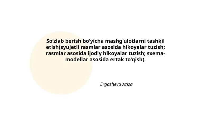 Soʻzlab berish boʻyicha mashg'ulotlarni tashkil etish