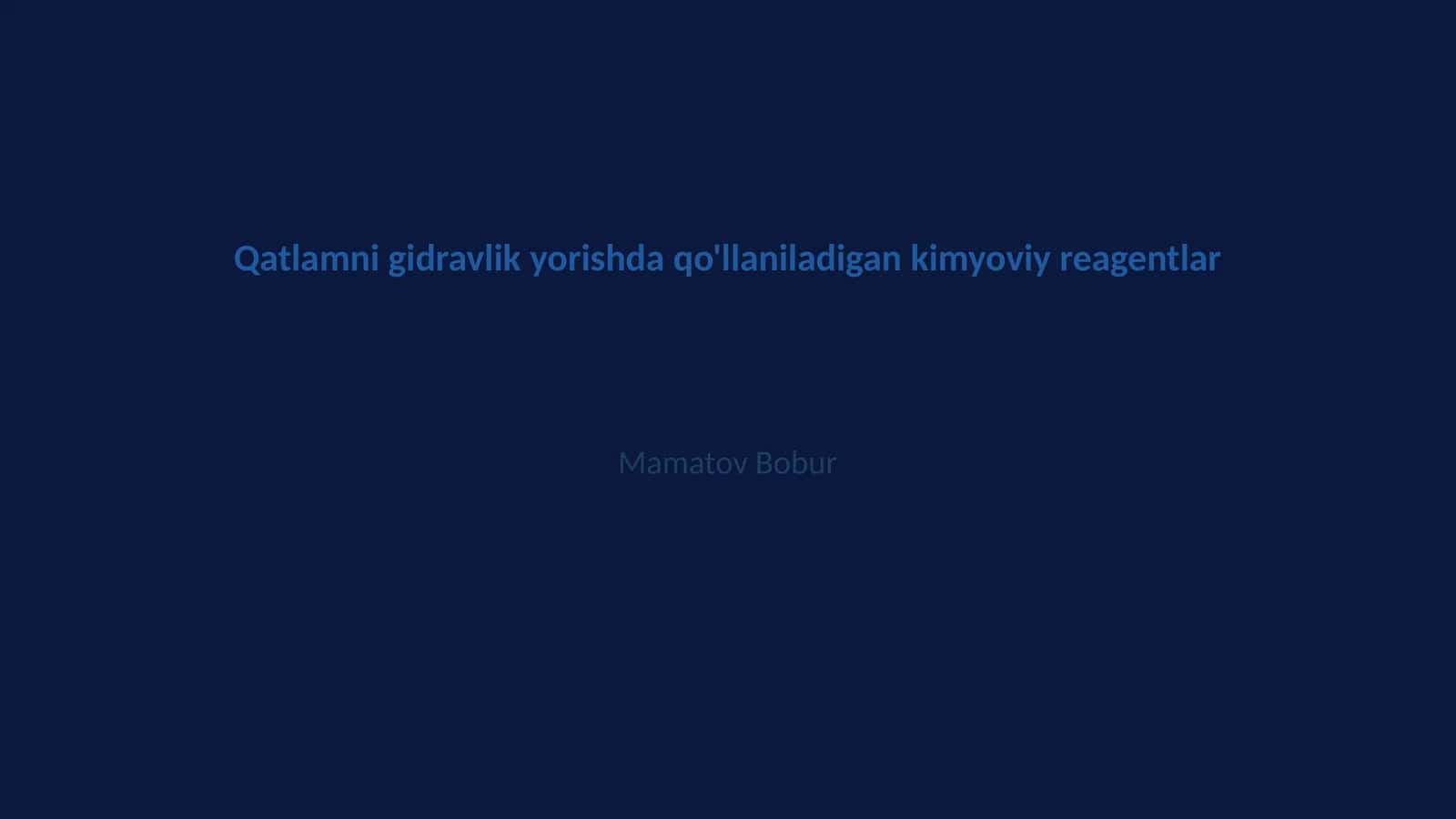 Qatlamni gidravlik yorishda qo'llaniladigan kimyoviy reagentlar