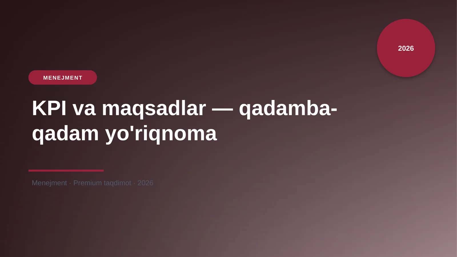 KPI va maqsadlar — qadamba-qadam yo'riqnoma