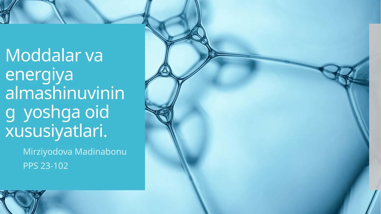 Moddalar va energiya almashinuvining yoshga oid xususiyatlari