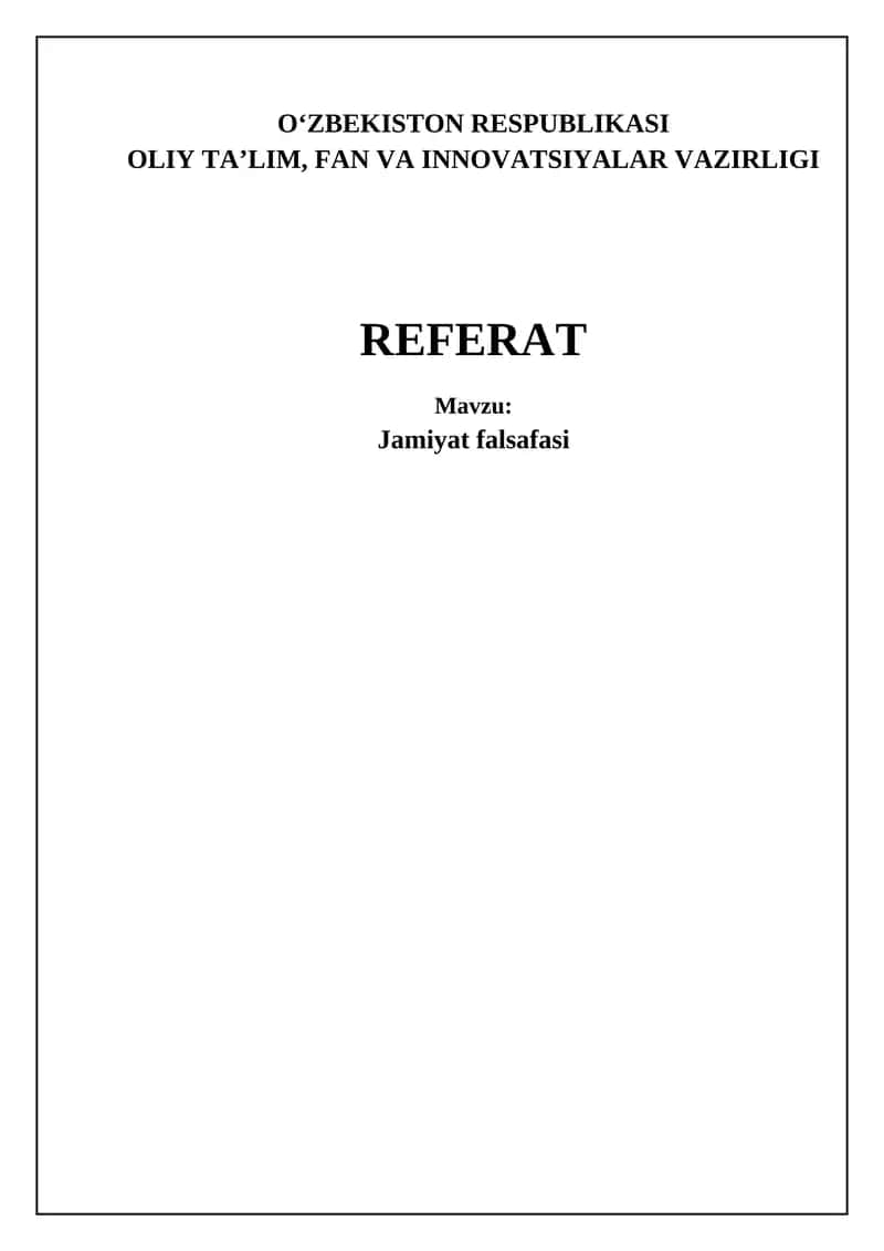 Jamiyat Falsafasi Referat