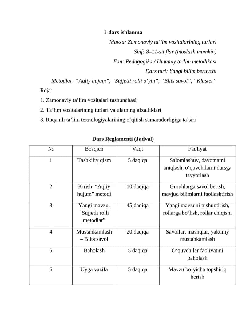 Zamonaviy ta’lim vositalarining turlari