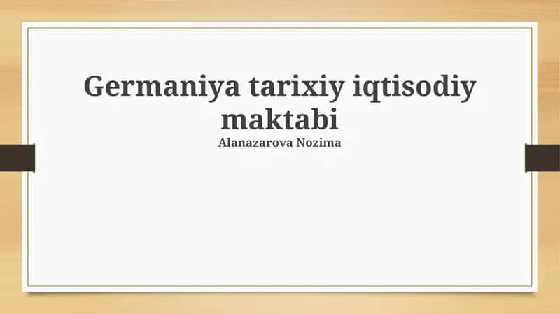 Germaniya tarixiy iqtisodiy maktabi