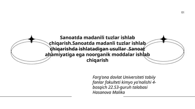Sanoatda madanili tuzlar ishlab chiqarish