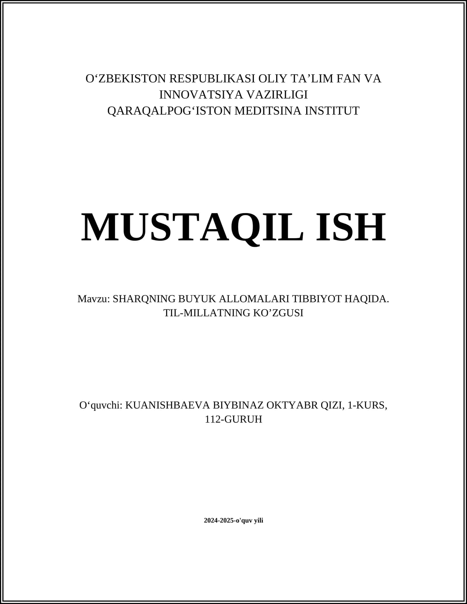 SHARQNING BUYUK ALLOMALARI TIBBIYOT HAQIDA