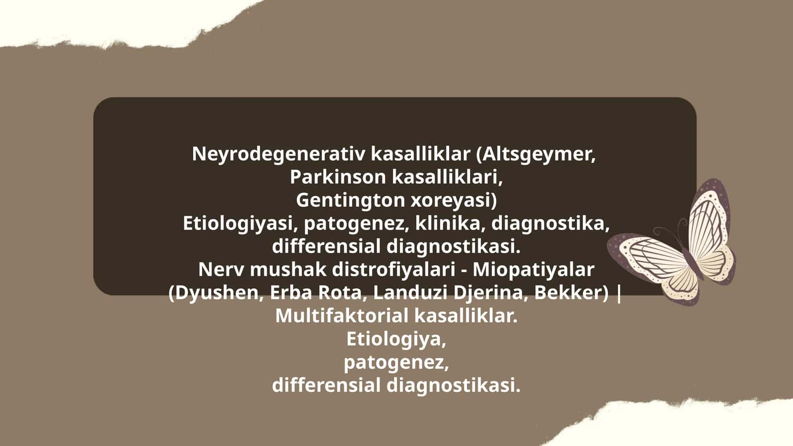 Neyrodegenerativ kasalliklar (Altsgeymer, Parkinson kasalliklari, Gentington xoreyasi)