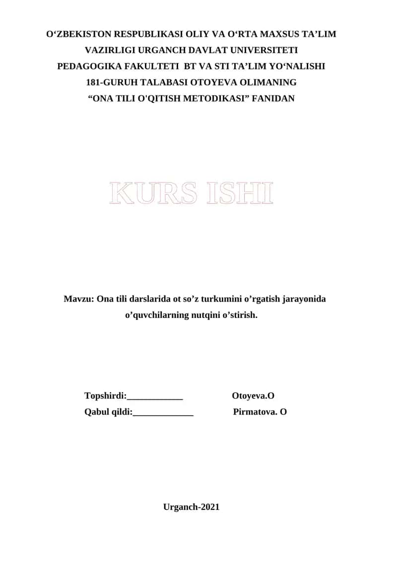 Ona tili o'qitish metodikasi