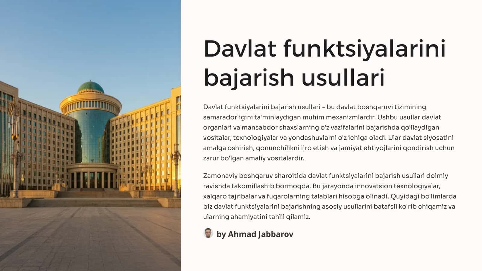 Davlat funktsiyalarini bajarish usullari