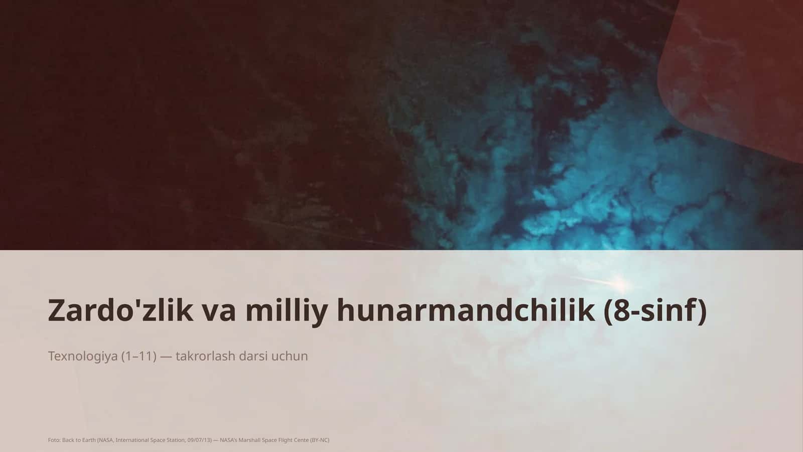 Zardo'zlik va milliy hunarmandchilik (8-sinf)