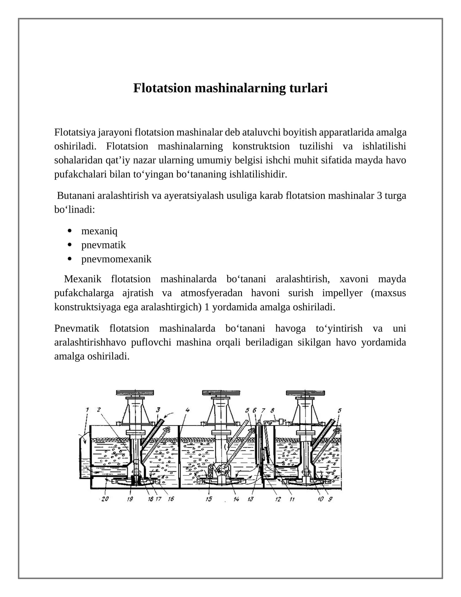 Flоtаtsiоn mаshinalаrning turlаri