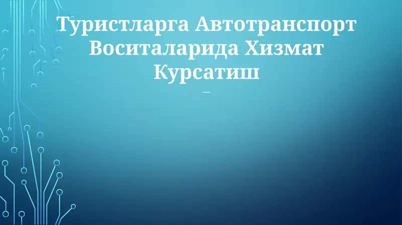 Туристларга Автотранспорт Воситаларида Хизмат Курсатиш