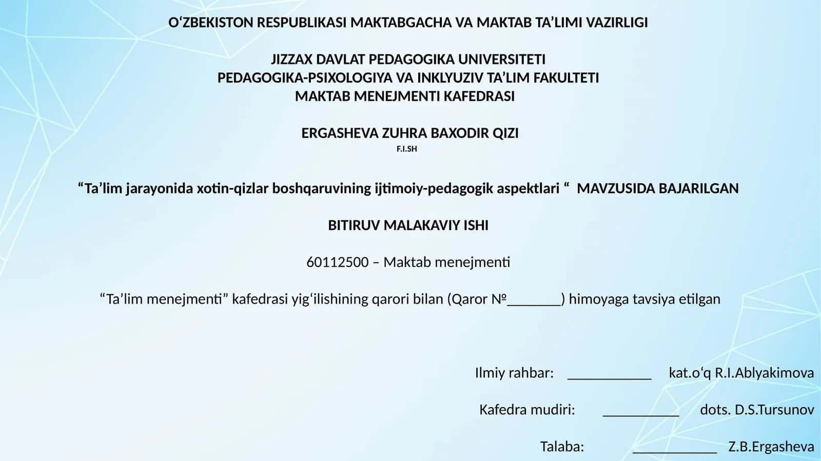 Ta’limjarayonidaxotin-qizlarboshqaruviningijtimoiy-pedagogikaspektlari