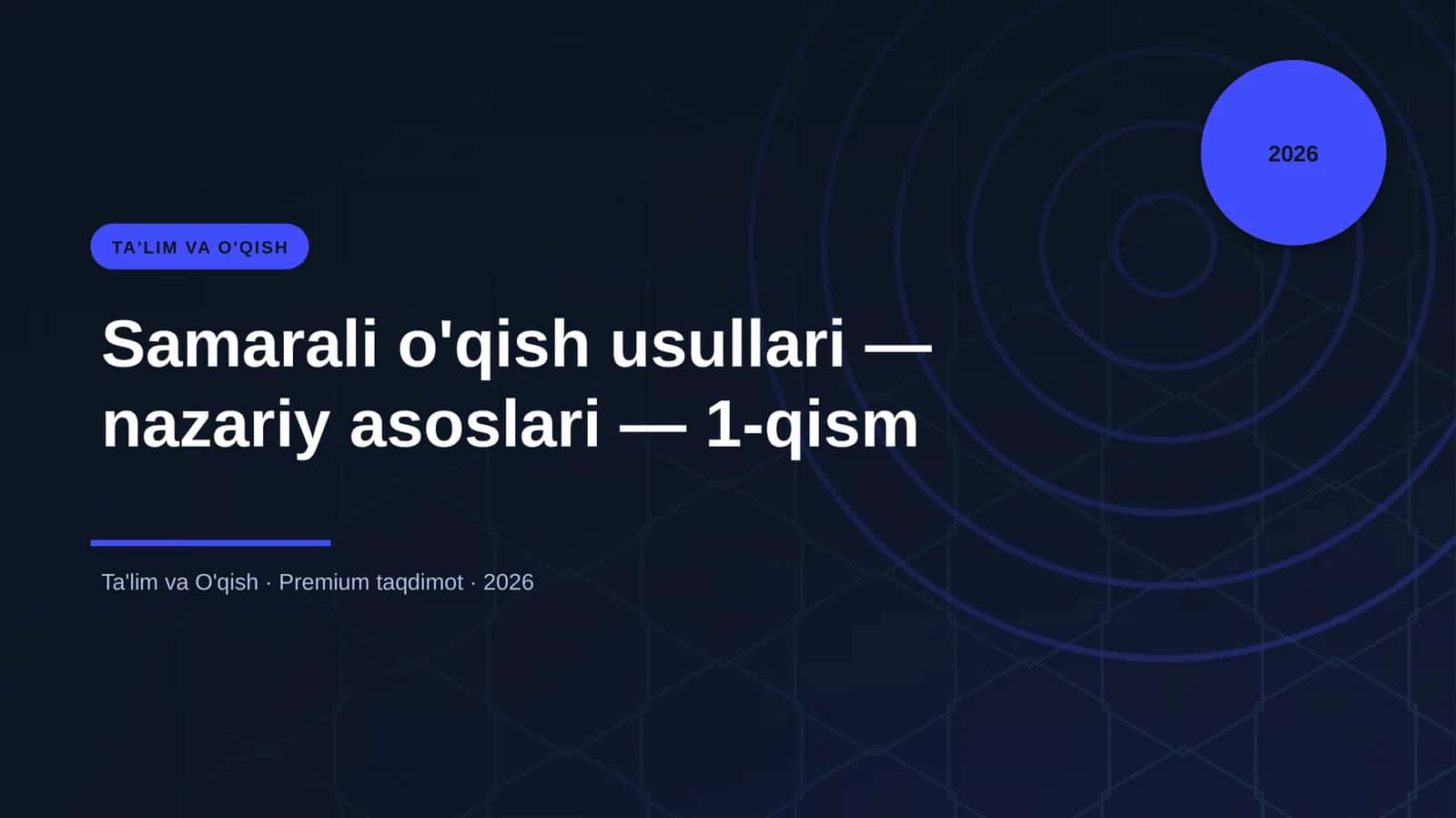 Samarali o'qish usullari — nazariy asoslari — 1-qism