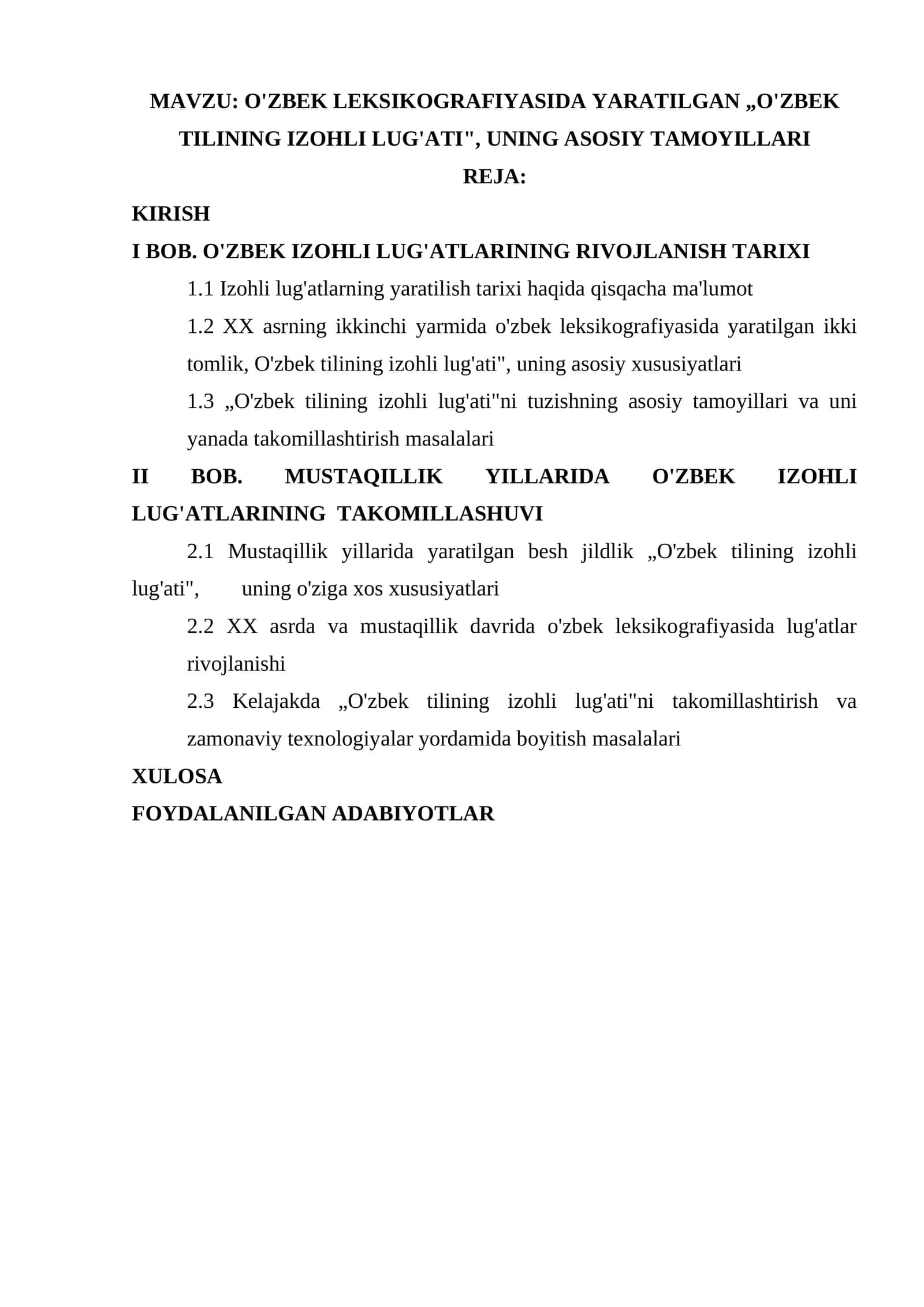 O'ZBEK LEKSIKOGRAFIYASIDA YARATILGAN „O'ZBEK TILINING IZOHLI LUG'ATI"