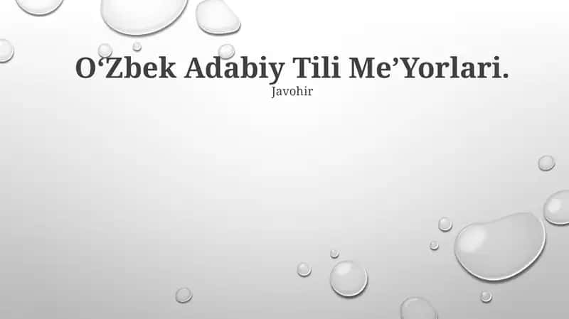 Oʻzbek Adabiy Tili MeʼYorlari