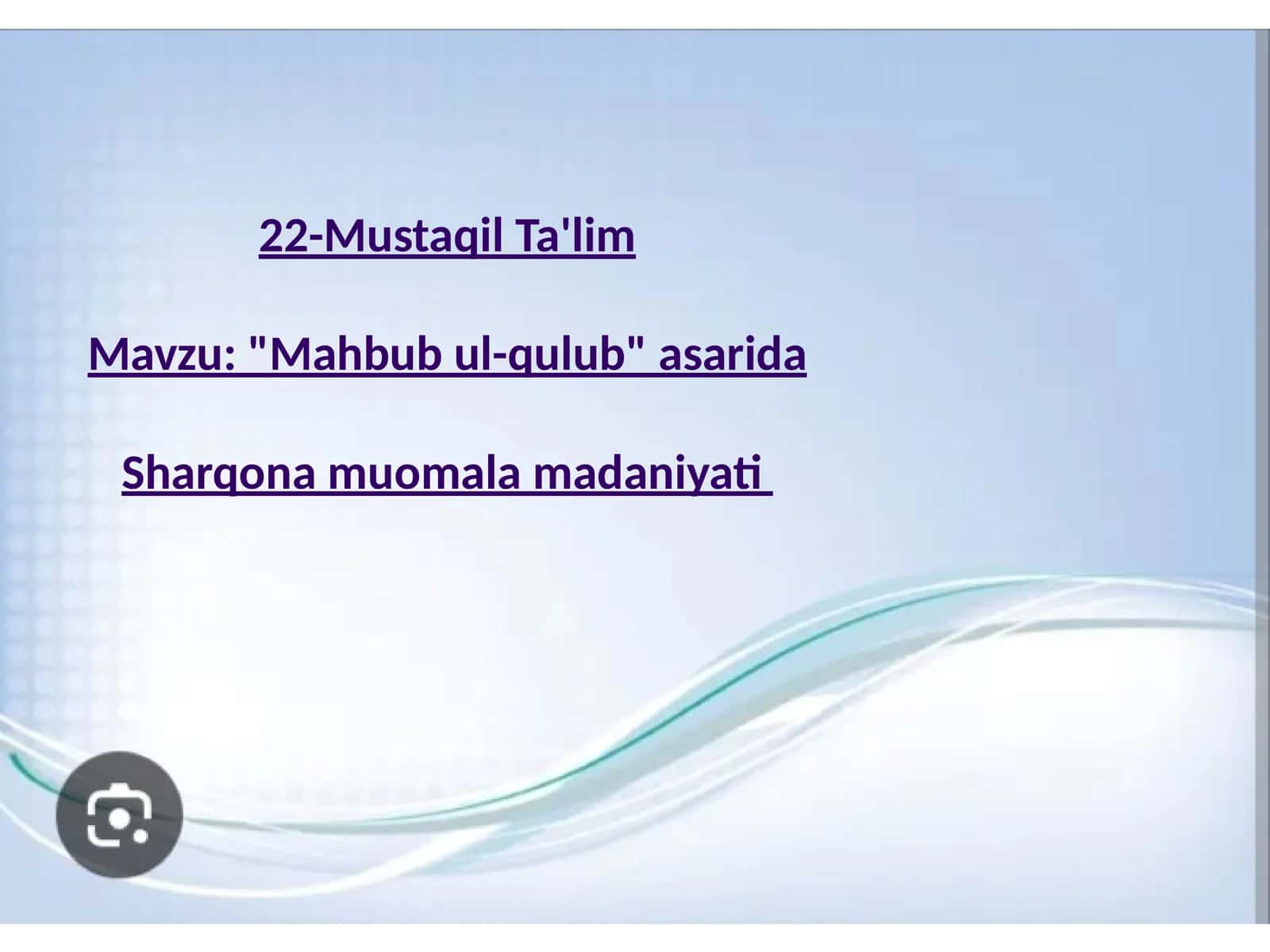 "Mahbubul-qulub"asaridaSharqonamuomalamadaniyati