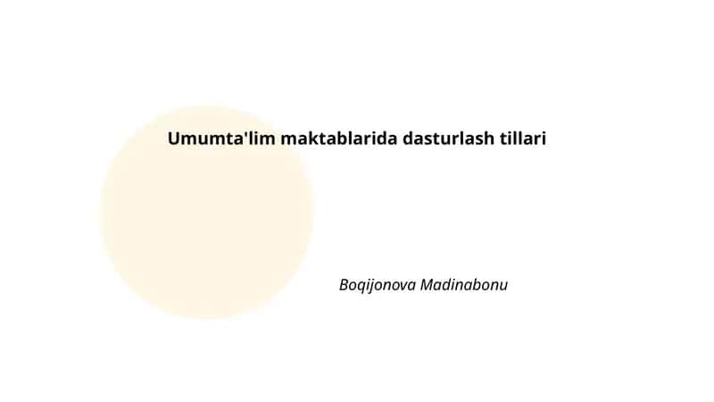 Dasturlash tillari umumta'lim maktablarida