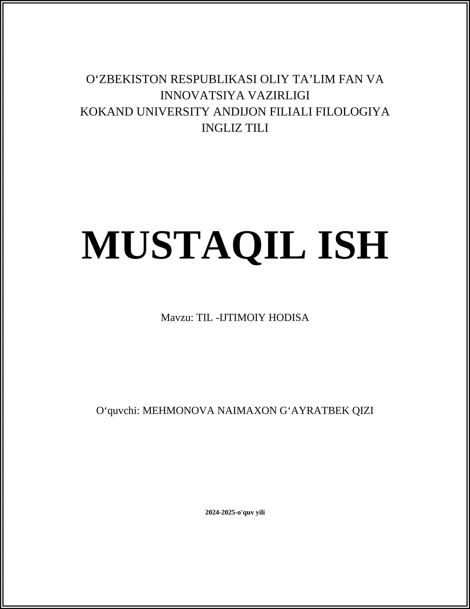 TIL -IJTIMOIY HODISA