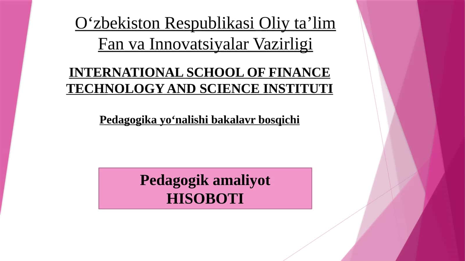 Pedagogika yoʻnalishi bakalavr bosqichi 1