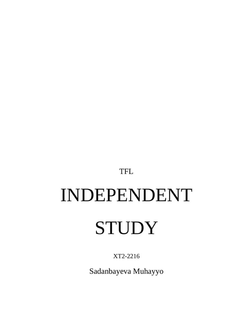 TFL INDEPENDENT STUDY
