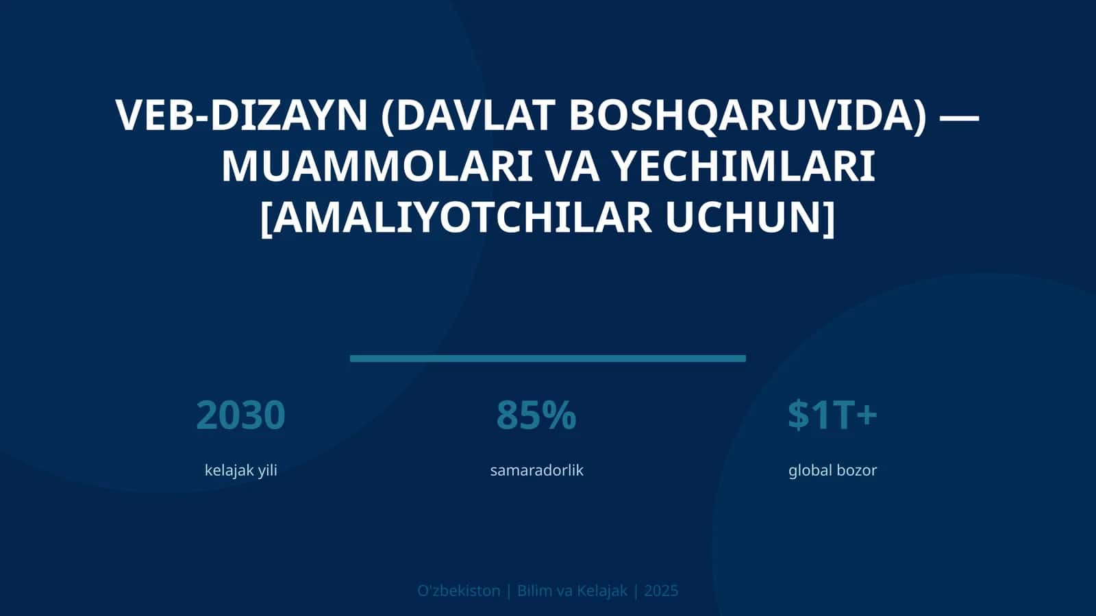 VEB-DIZAYN (DAVLAT BOSHQARUVIDA) — MUAMMOLARI VA YECHIMLARI [AMALIYOTCHILAR UCHUN]