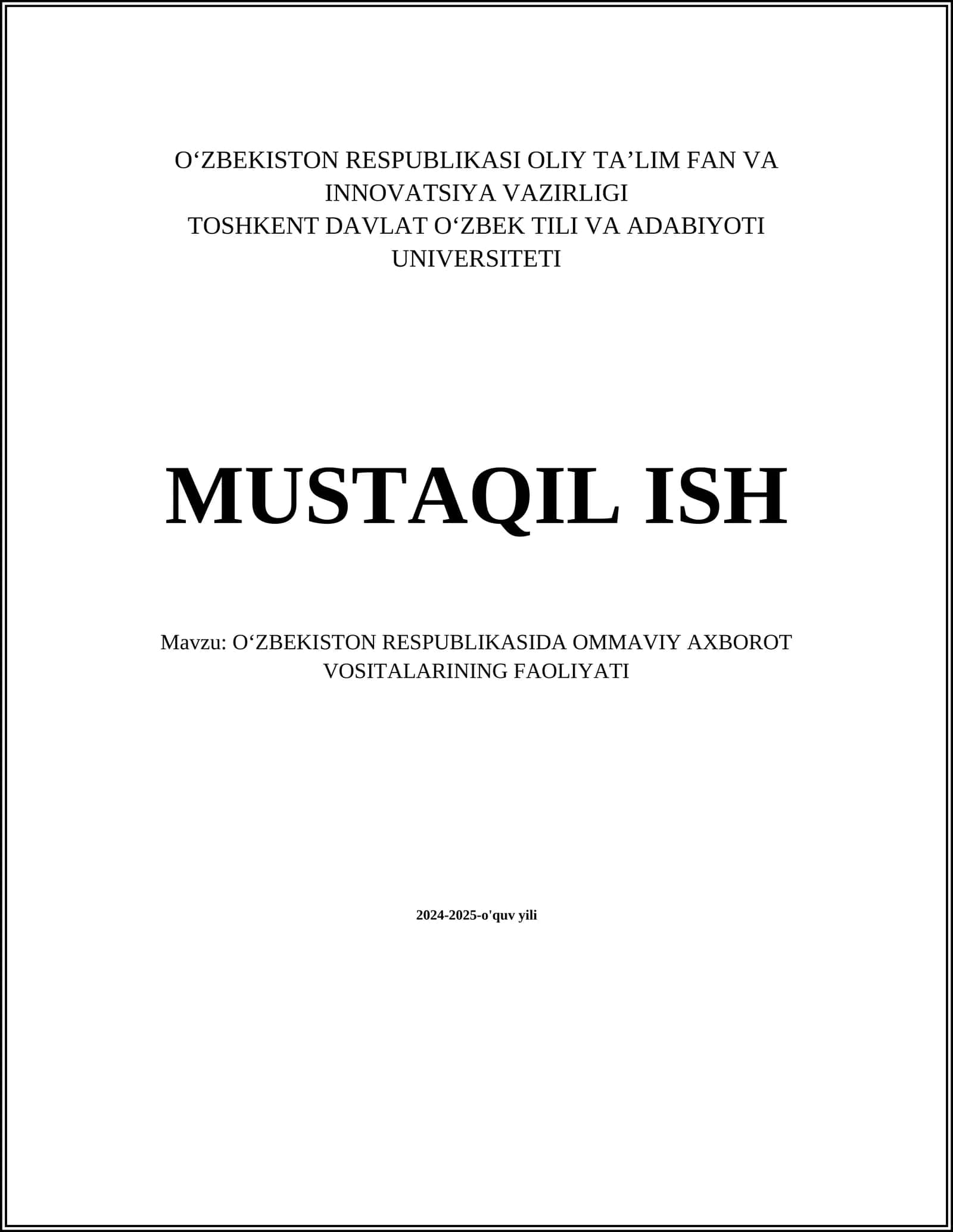 Ommaviy axborot vositalarining faoliyati
