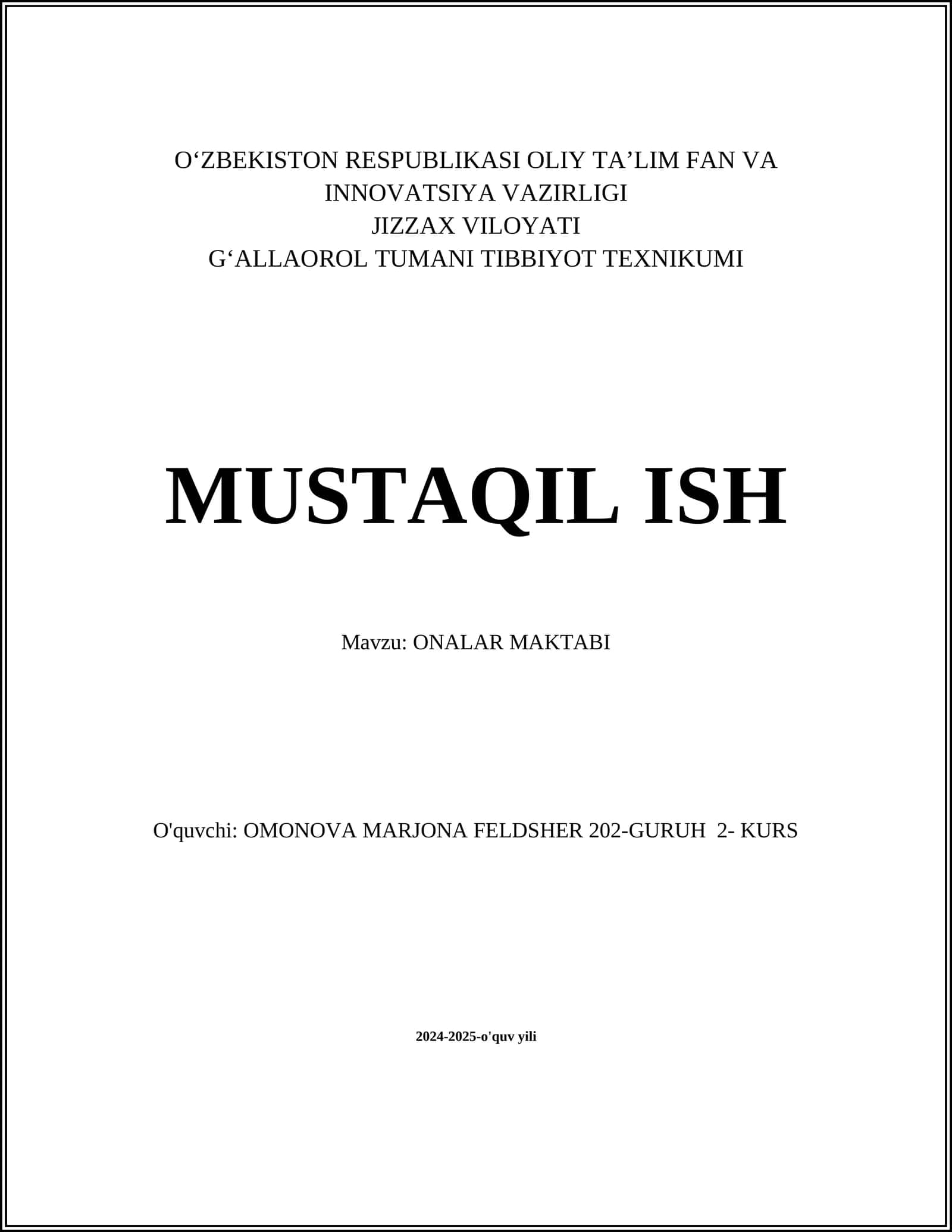 ONALAR MAKTABI