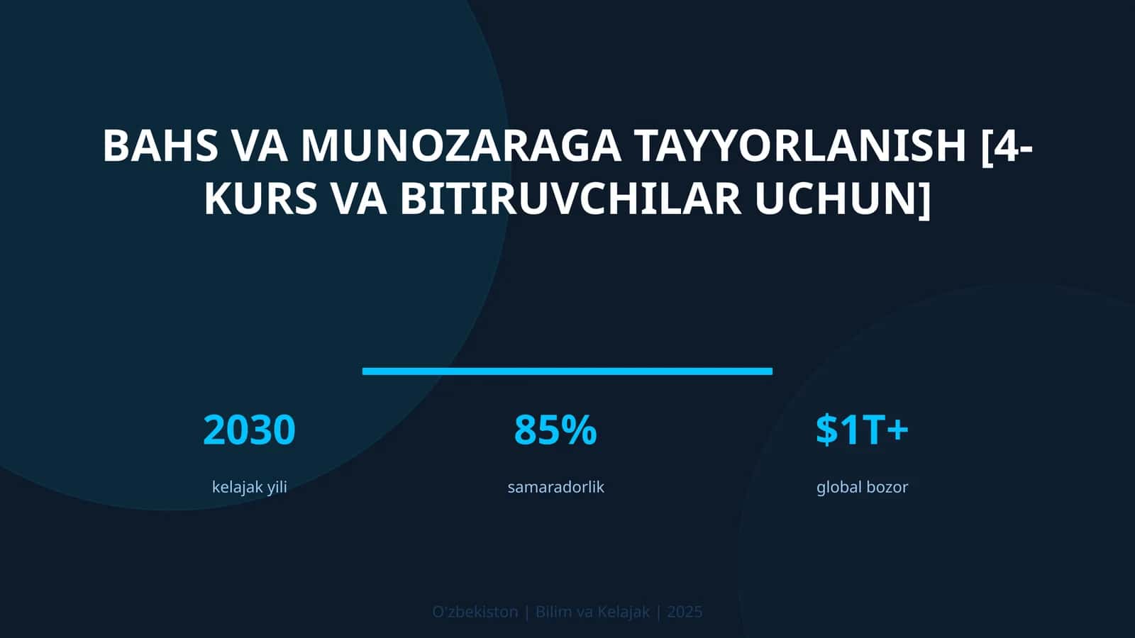Bahs va munozaraga tayyorlanish [4-kurs va bitiruvchilar uchun]