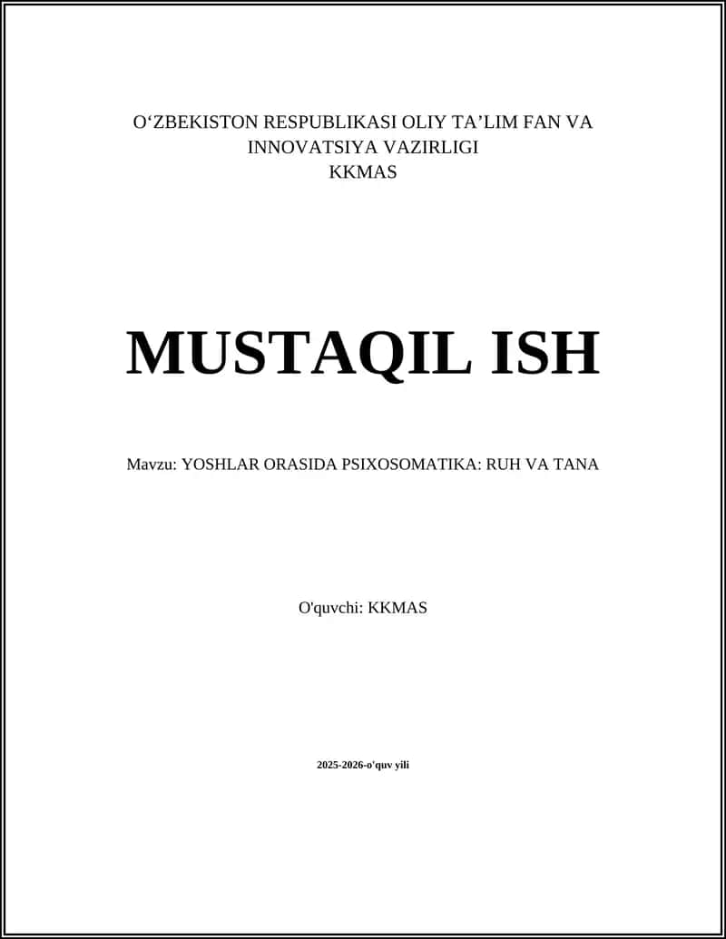 YOSHLAR ORASIDA PSIXOSOMATIKA: RUH VA TANA