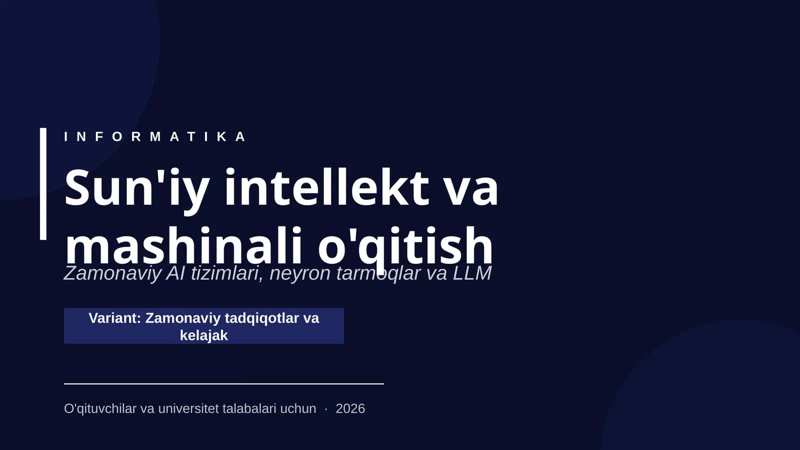 Sun'iy intellekt va mashinali o'qitish