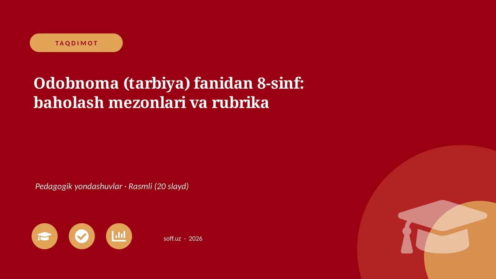 Odobnoma (tarbiya) fanidan 8-sinf: baholash mezonlari va rubrika