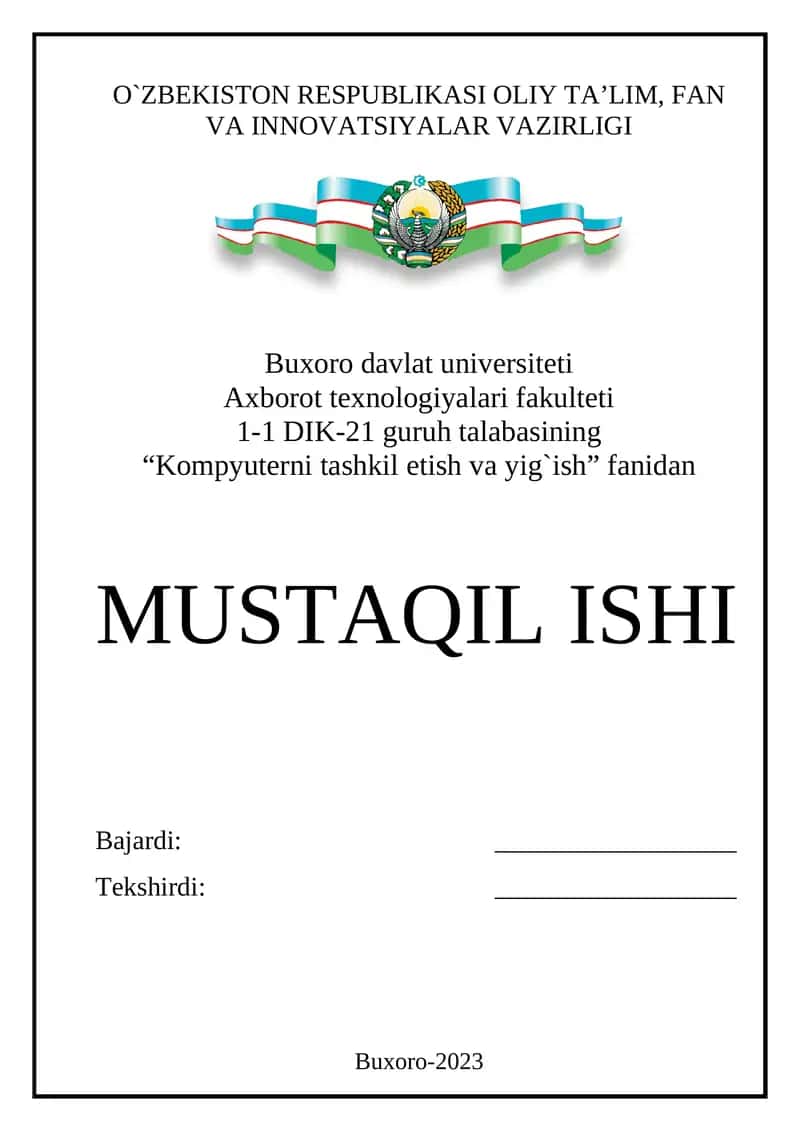 BIOS-da ishlash
