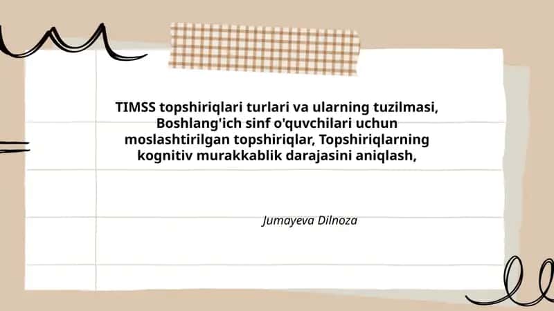 Topshiriqlar turlari va tuzilmasi