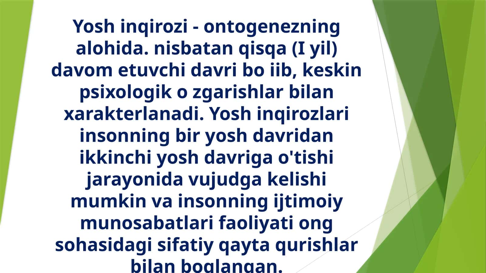 Yoshinqirozi-ontogenez