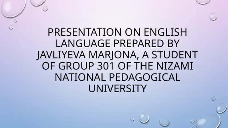 Presentation on English language