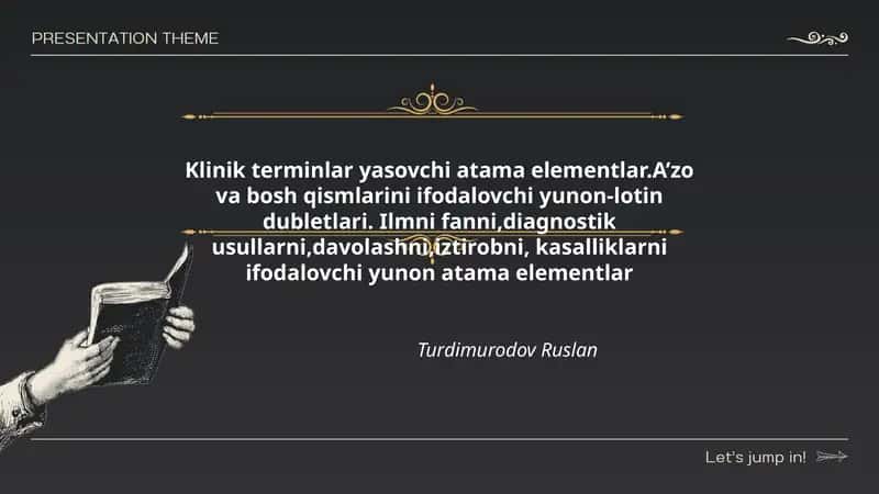 Klinik terminlar yasovchi atama elementlar