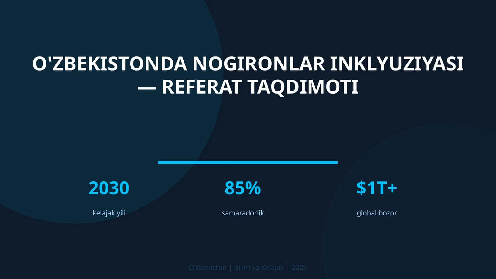 O'ZBEKISTONDA NOGIRONLAR INKLYUZIYASI — REFERAT TAQDIMOTI