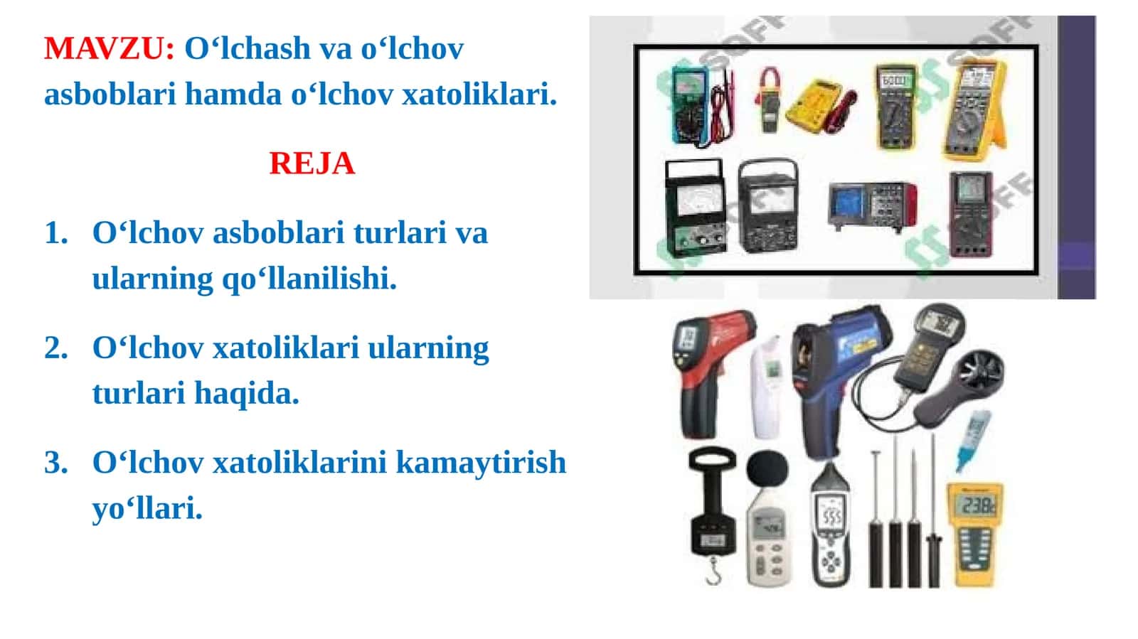 O‘lchash va o‘lchov asboblari va o‘lchov xatoliklari