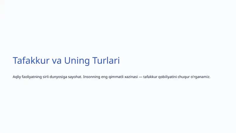 Tafakkur va Uning Turlari