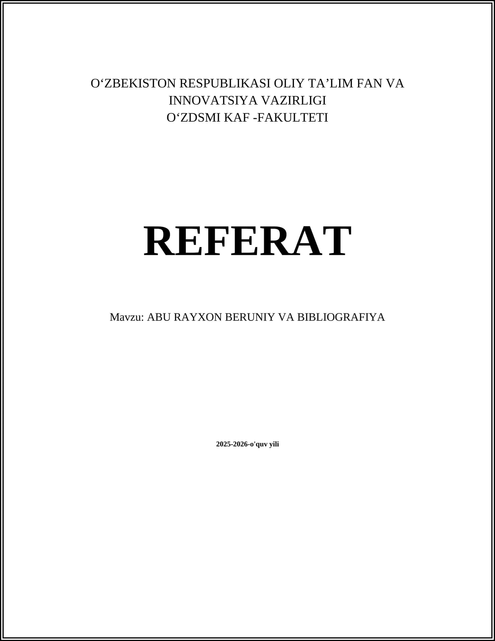 Abu Rayxon Beruniy va Bibliografiya